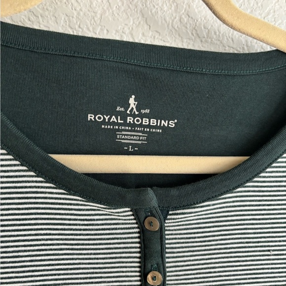 Royal Robbins Green Kick Back Striped Henley Shirt - Picture 5 of 7